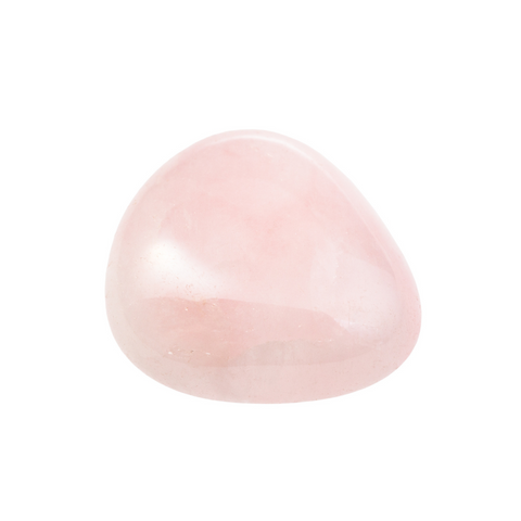 A Rose Quartz gemstone. Its appearance is a light pink.
