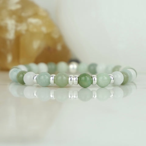 Jade gemstone bracelet with 925 sterling silver accessories