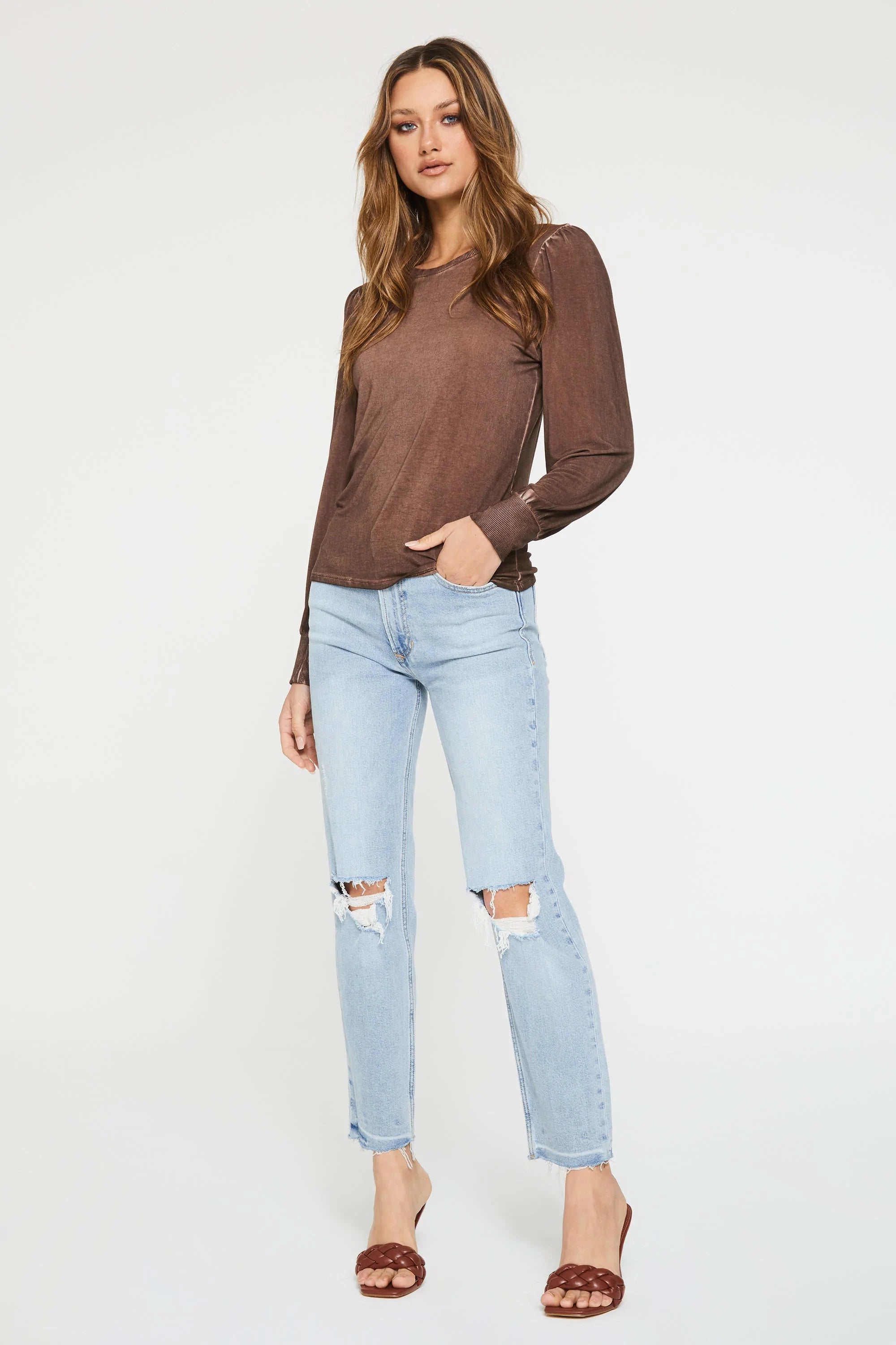 MICA RUCHED LONG SLEEVE TOP