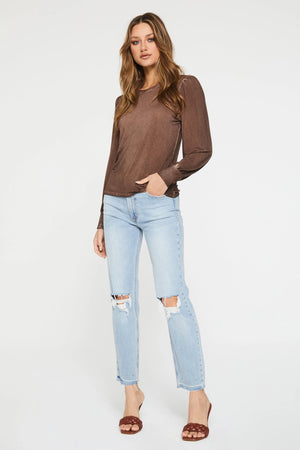 MICA RUCHED LONG SLEEVE TOP - The Hotpink Daisy