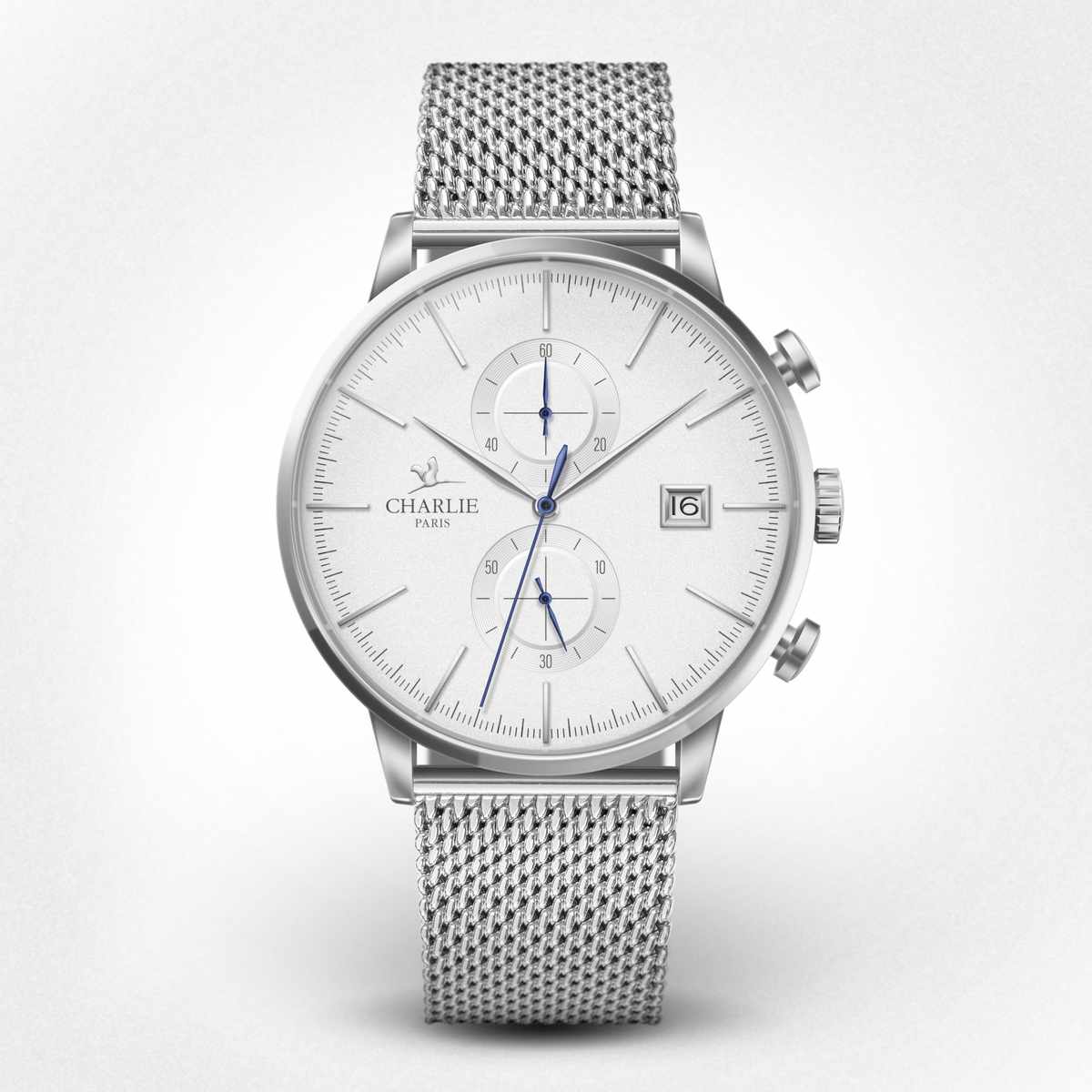 Men's French Chronograph Watch white Horizon Charlie Paris