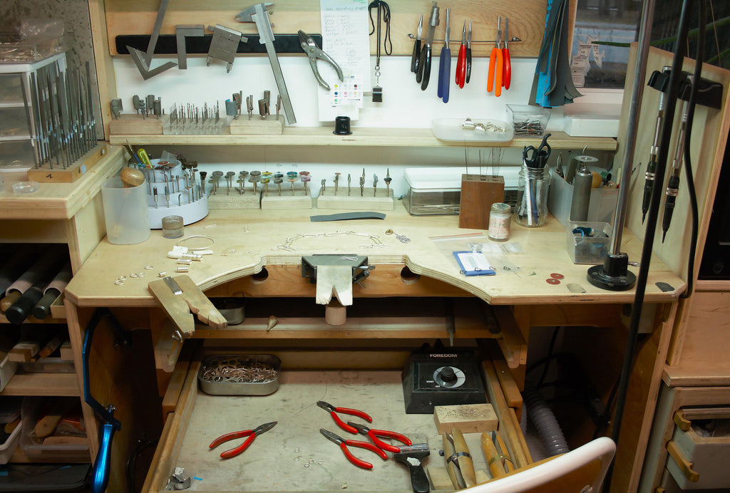 Jewelers bench with Tools