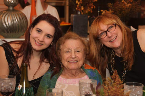 A picture of three women: from the left, Robin's daughter Chloe, her mother Libbie, and Robin herself.