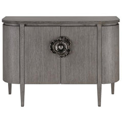 Gray cabinet with floral hardware