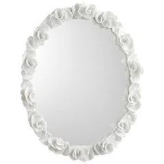 White mirror with blossom border
