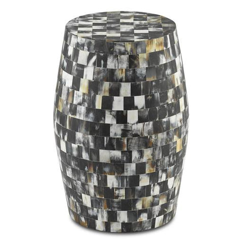Mosaic tiled side table black and yellow