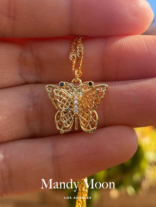 18k Gold Marble Butterfly Necklace - Stainless Steel – The Happy Soul