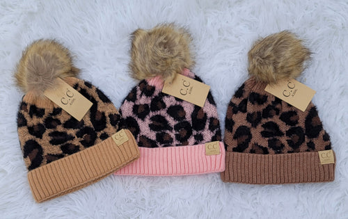 Leopard Beanie with PomPom – Sweet Southern Swank Boutique