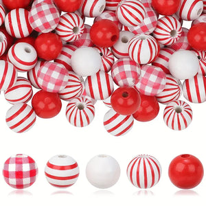 Peppermint Farmhouse Wooden Beads - Set of 50 - Sugar Pink Boutique - Farmhouse Beads