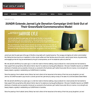 The Golf Wire 2UNDR Extends Jarrod Lyle Donation Campaign