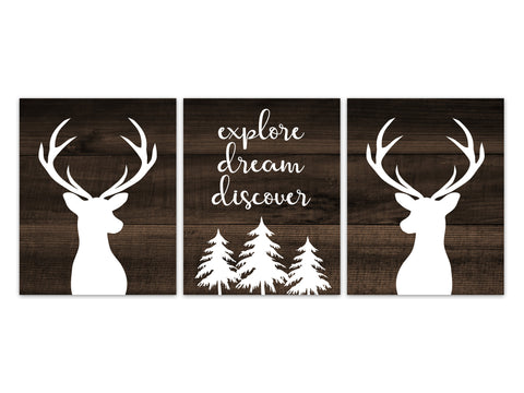 6 Reversible 8x10 Hunting Decor Prints, Deer Wall Art, Adventure Nursery  Decor for Boys, Woodland Nursery Wall Decor for Boys Bedroom, Adventure  Awaits Wall Decor, Oh Deer Baby Shower Decorations 