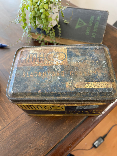 Vintage Amaco Dustless Blackboard Crayon Tin top lid