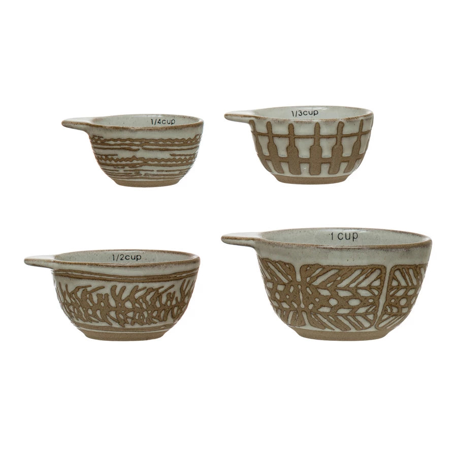 Stoneware Batter Bowl Shaped Measuring Cups Set By Creative Co-op