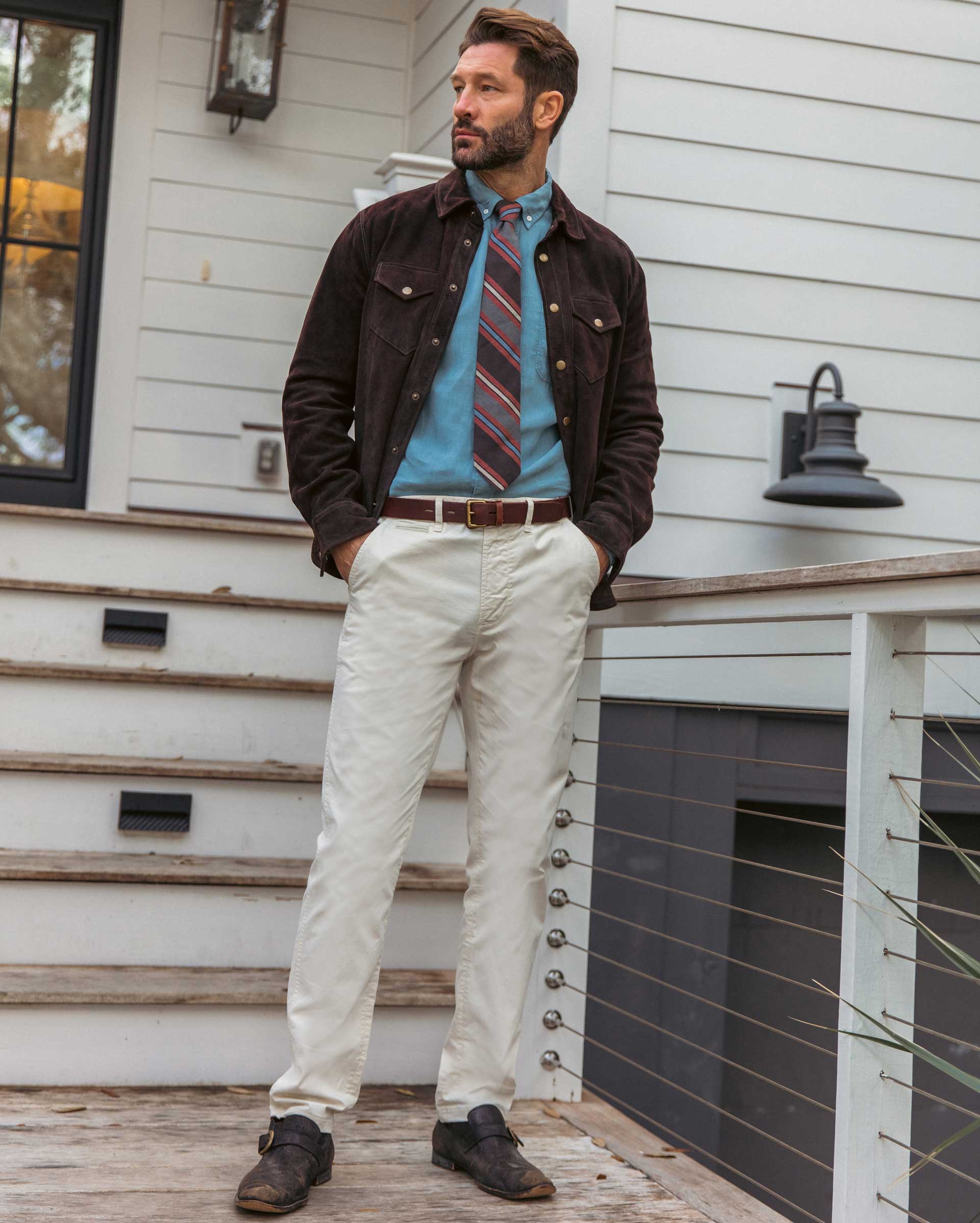 SAVOY SUEDE WORKSHIRT IN CHOCOLATE Billy Reid