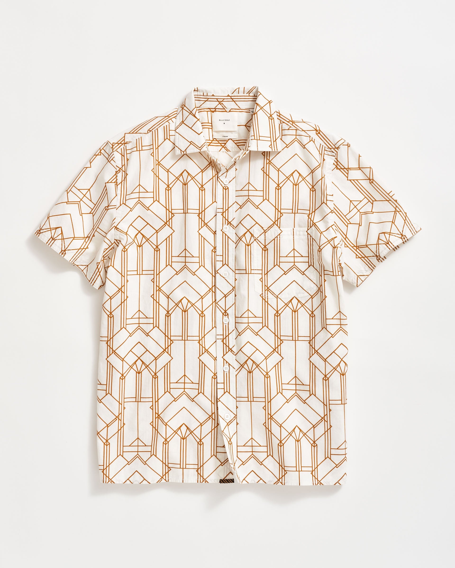 Shop Billy Reid Short Sleeve Stained Glass Treme Block Shirt In White/british Khaki