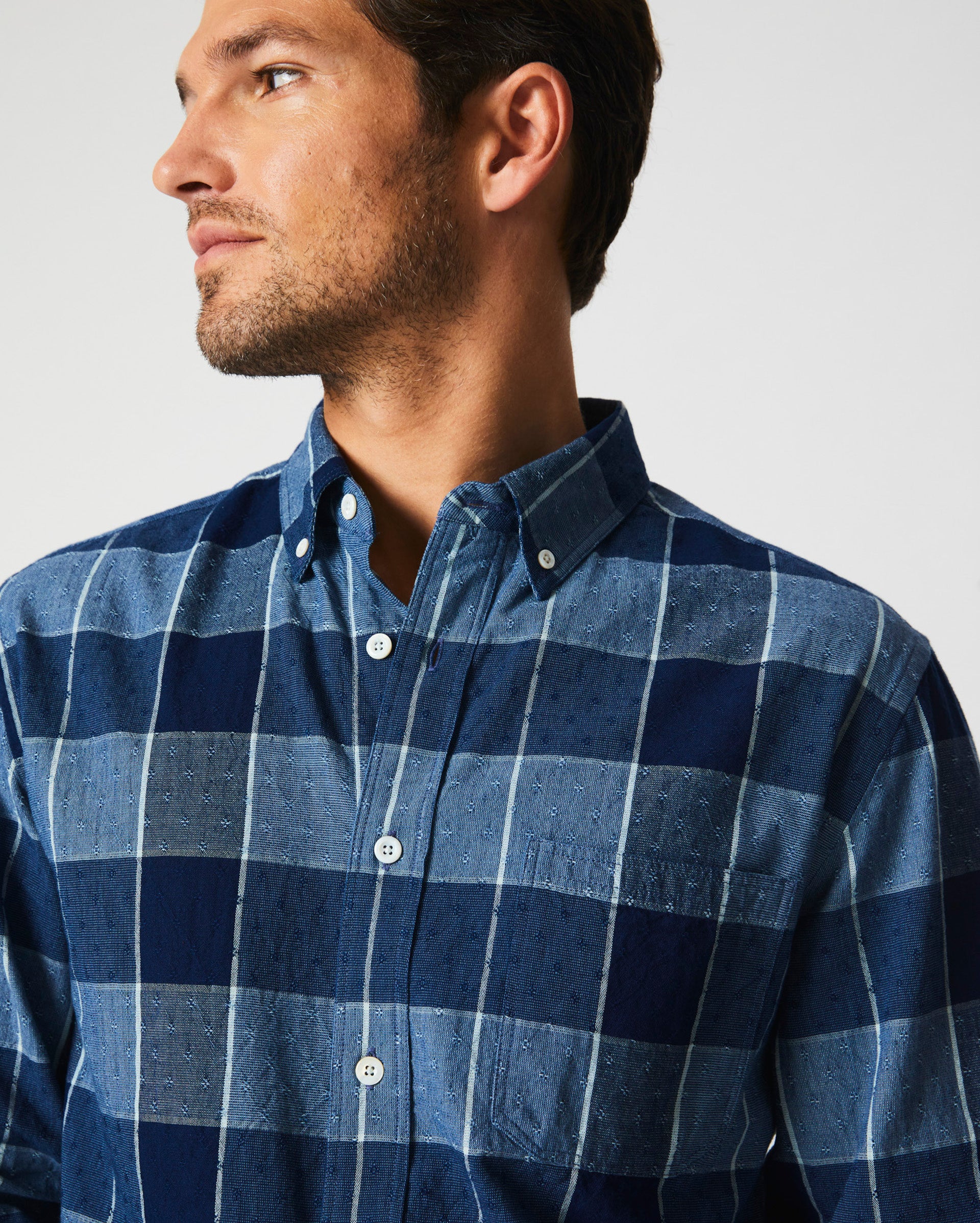 Shop Billy Reid Indigo Dobby Tuscumbia Shirt Button Down