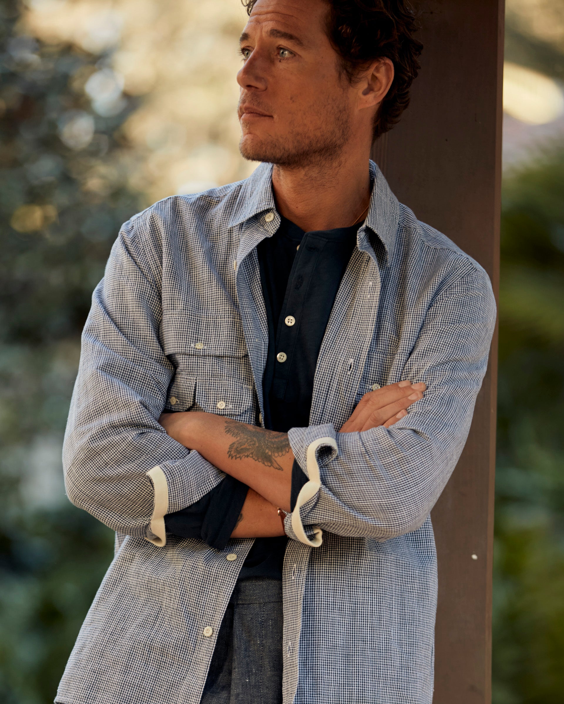 Shop Billy Reid Micro-check Creek Shirt In Carbon Blue