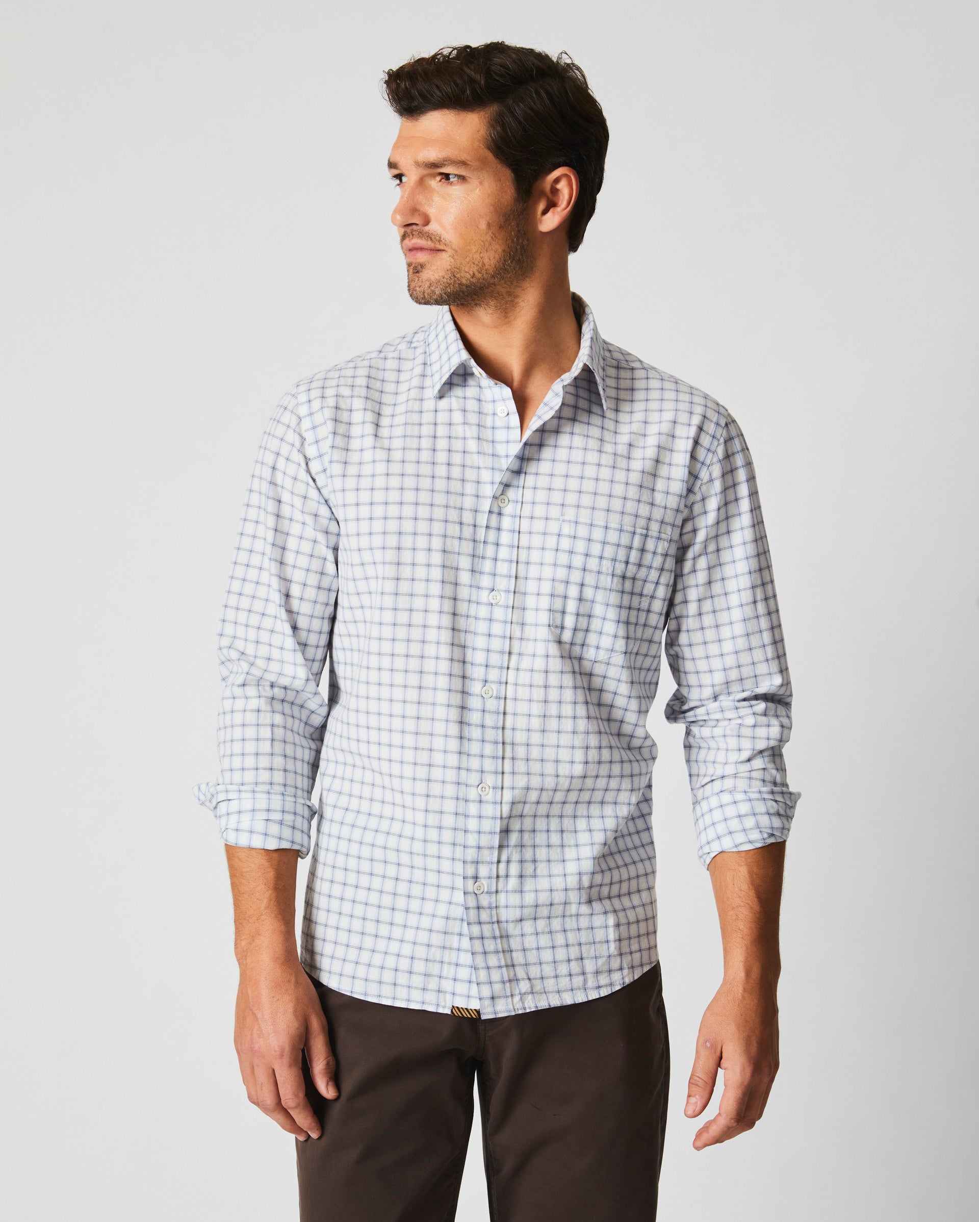 Shop Billy Reid Grid Plaid Cypress Shirt In Pebble