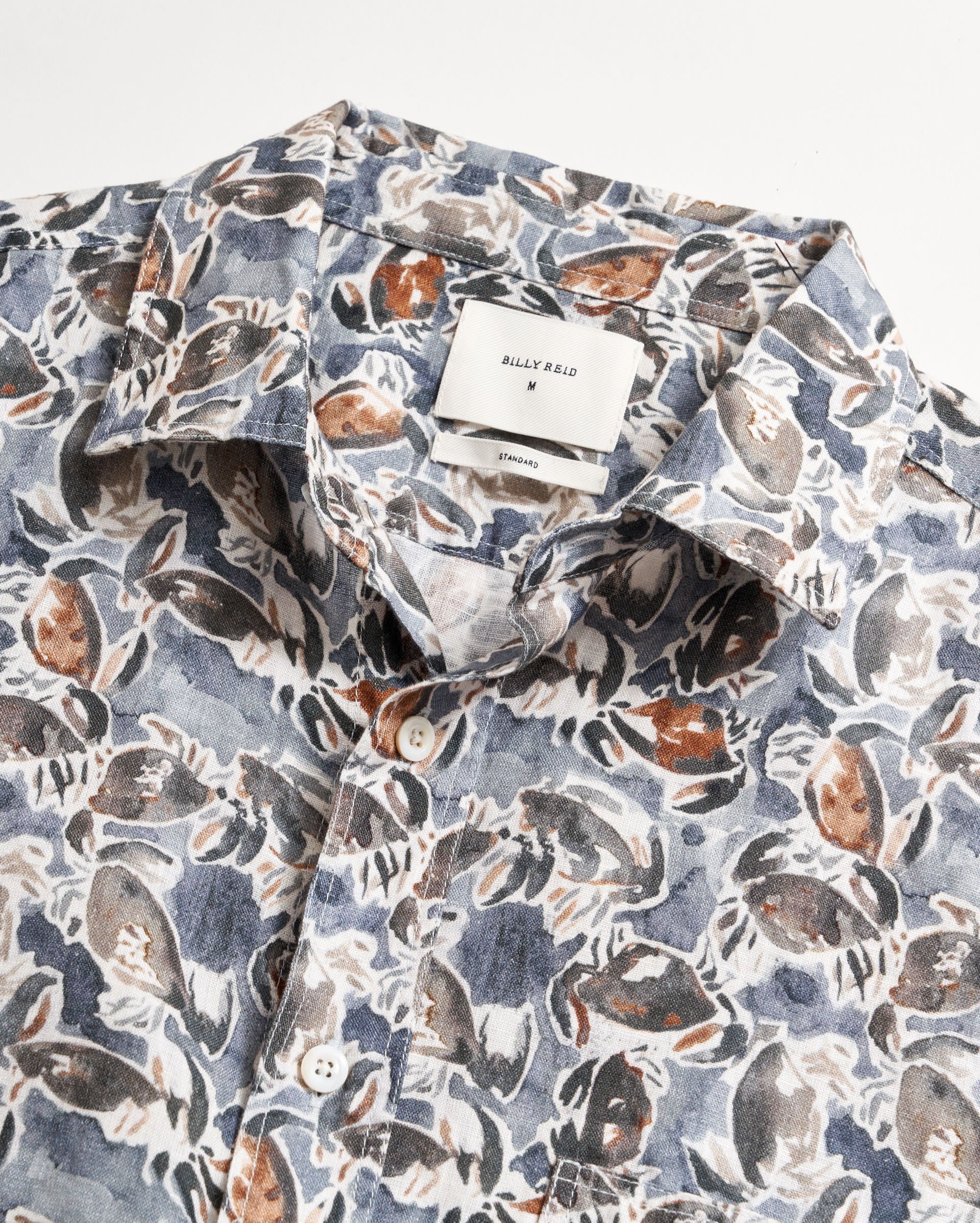 Shop Billy Reid Short Sleeve Crab Linen Treme Block Shirt In Dark Navy/multi