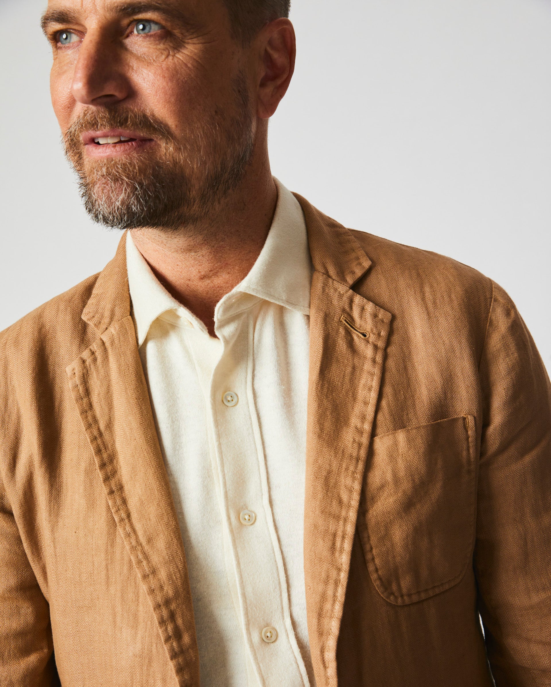 Shop Billy Reid Garment Dyed Linen Archie Jacket In Dark Tan