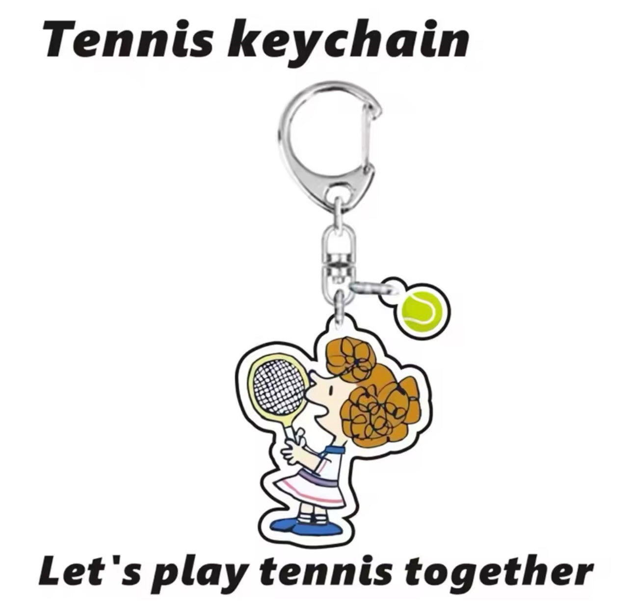 Peanuts Acrylic Swivel Key Chain With Dangling Tennis Ball - Frieda