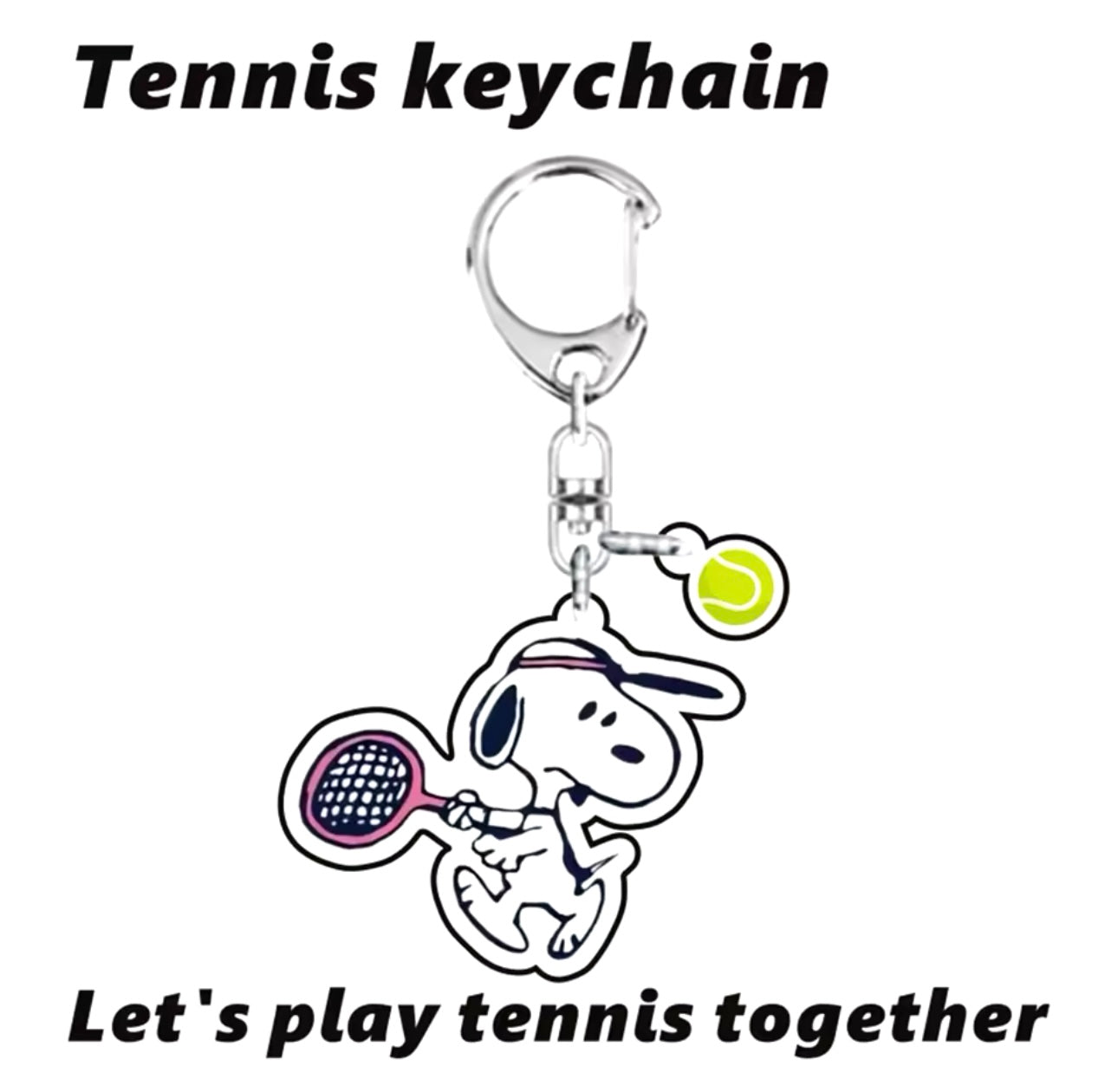 Peanuts Acrylic Swivel Key Chain With Dangling Tennis Ball - Snoopy
