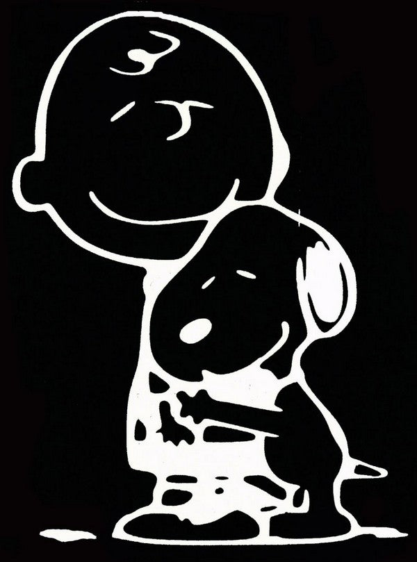 Charlie Brown And Snoopy Hug Die-cut Vinyl Decal - White 