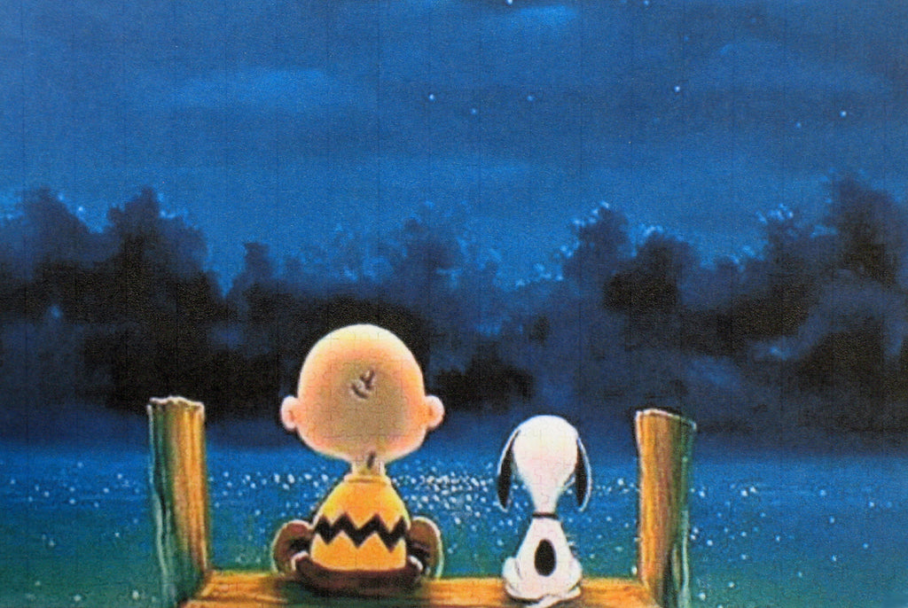 Charlie Brown And Snoopy Wood Jigsaw Puzzle Sitting On The Dock Of T