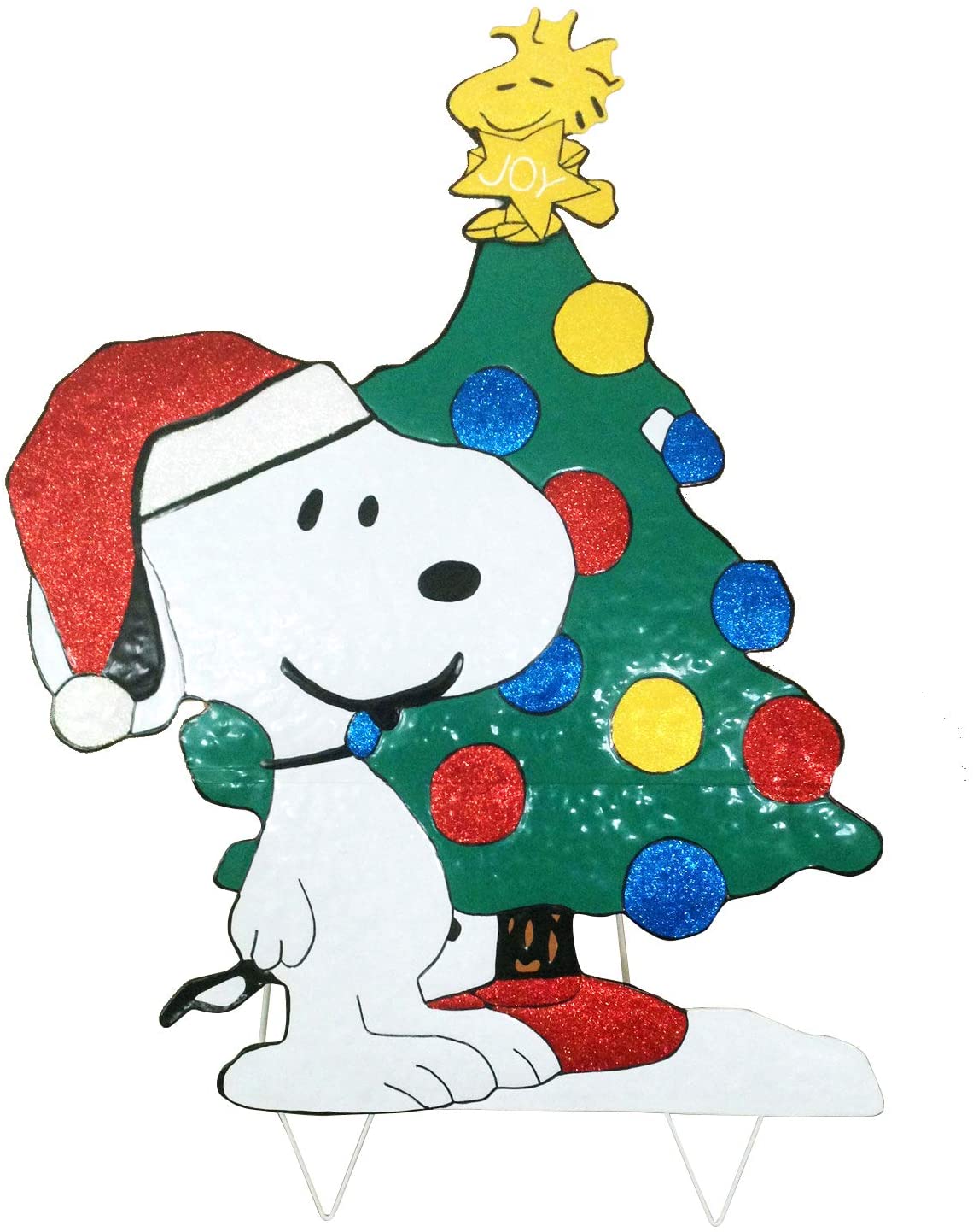 Snoopy By Christmas Tree Hammered Metal Yard Art Snoopn4pnuts Com