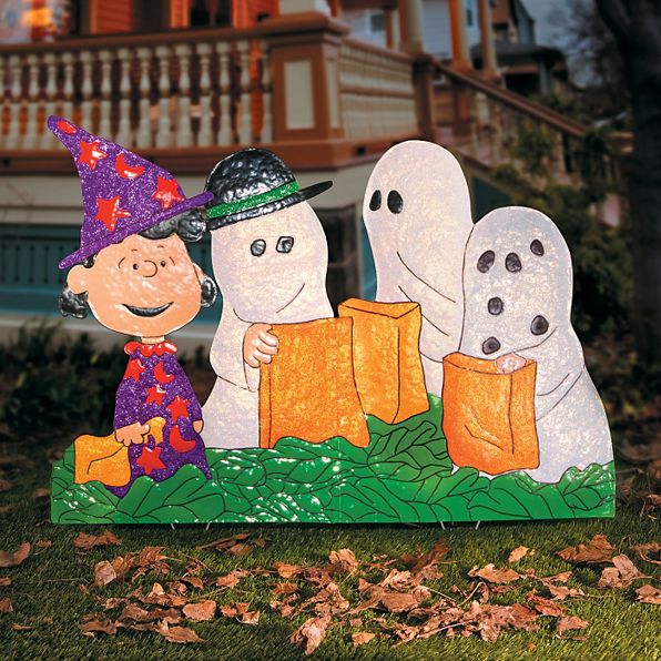 Peanuts Gang Halloween Hammered Metal Yard Art - Trick Or Treat (3 Fee ...