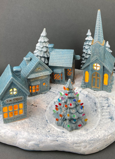 Scioto Christmas Village Complete Set in Ready to Paint Ceramic Bisque