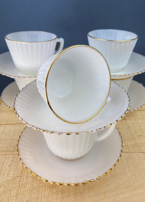 Modern Glass Cups & Saucers - Gold or Silver – On The Table