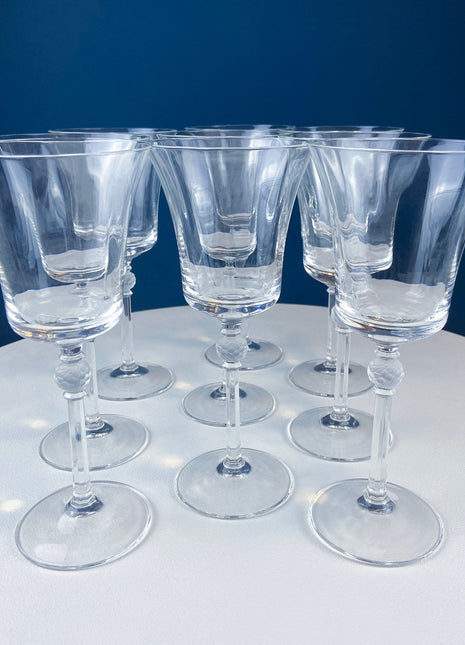 Clear Crystal Wine Goblets with Frosted Leaf Ball on the Stems. Stunni –  Anything Discovered