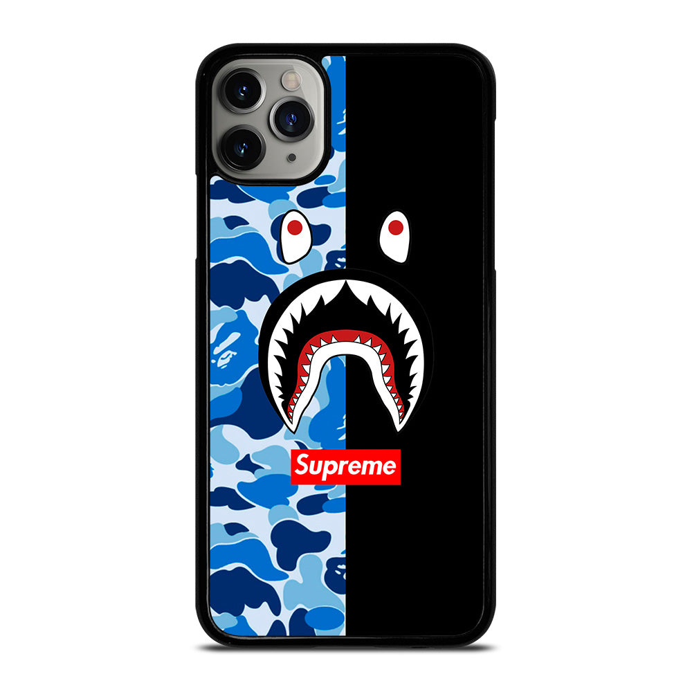 Supreme Bape Shark Camo Blue Black Iphone 11 Pro Max Case Cover Casepark