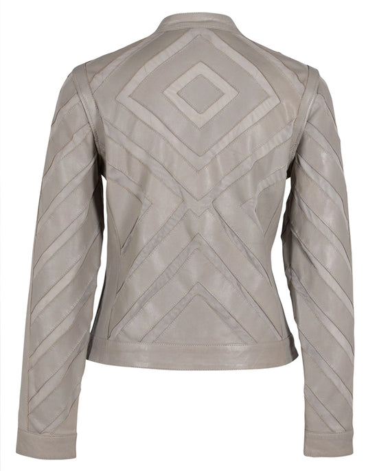 Fiona Off White Women's Club Wear Cowhide Leather Jacket