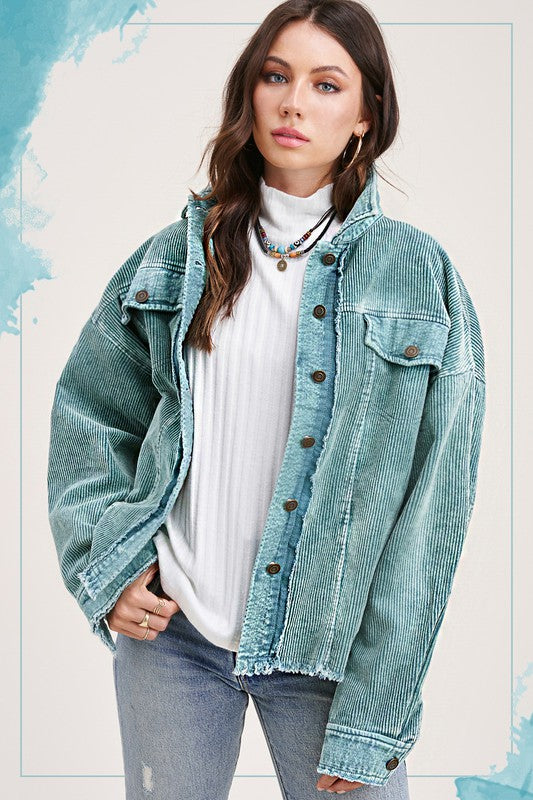 Corduroy Jacket Jade - The Good Life Boutique