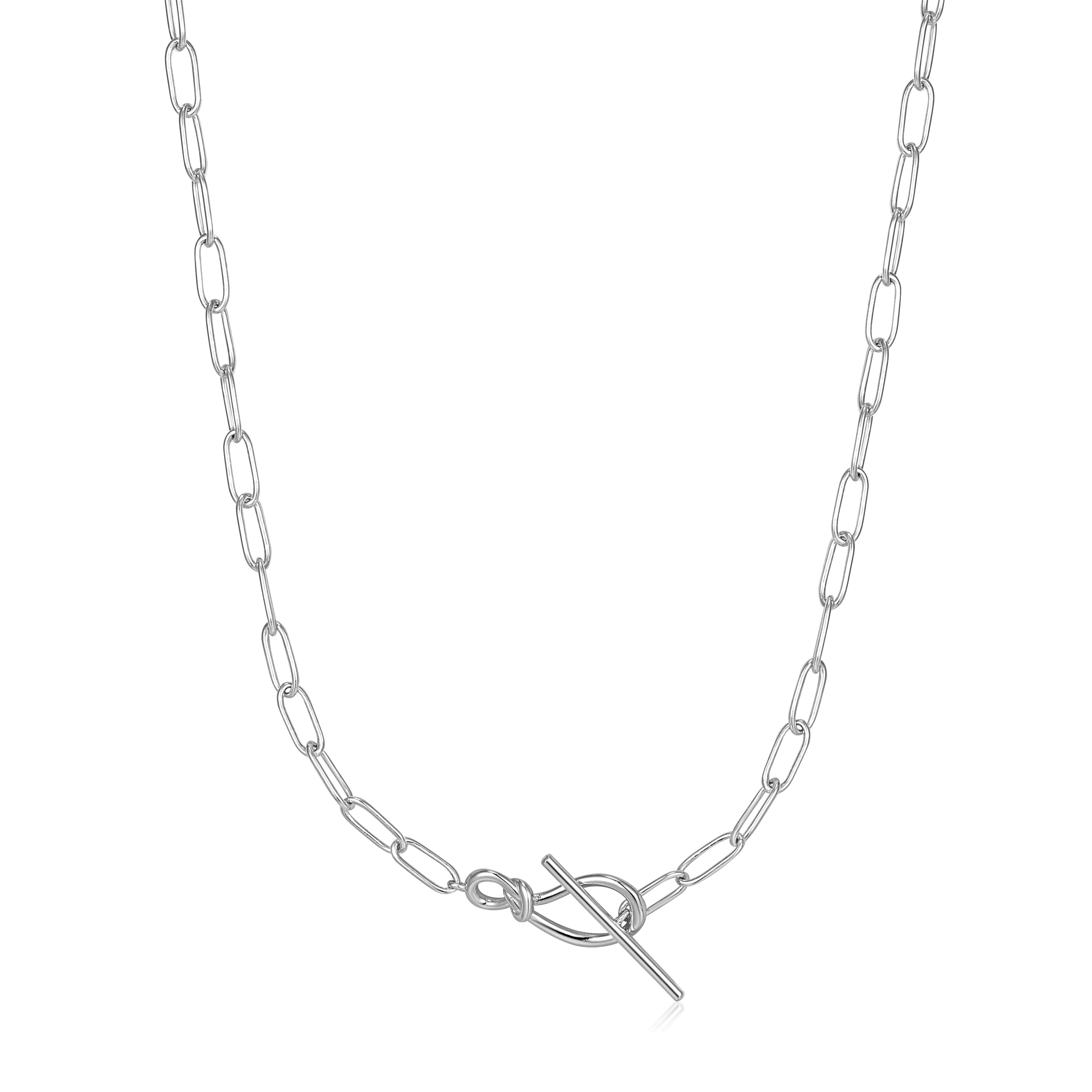 Buy Sterling Silver T-bar Necklace, S 925 Paper Clip Chain Necklace, Toggle  Clasp Necklace, S925 Silver Long Link Jewellery, Gift for Women Online in  India - Etsy