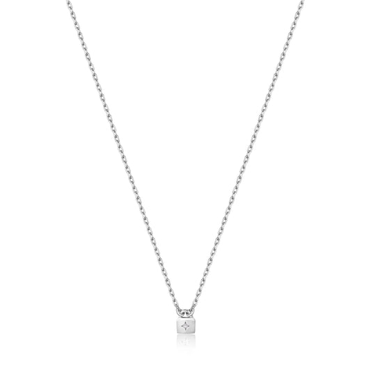 Dainty Silver Beaded Chain Necklace