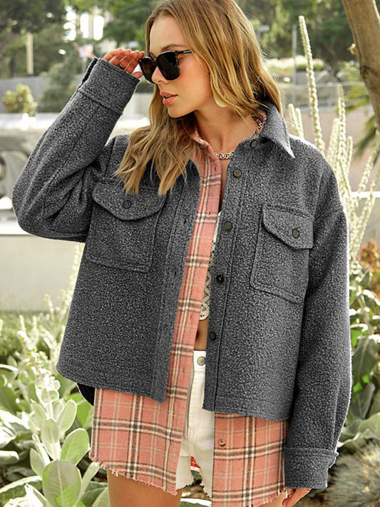 Charlie B - Straight Cut Plaid Bouclé Knit Coat With Lining - Gold