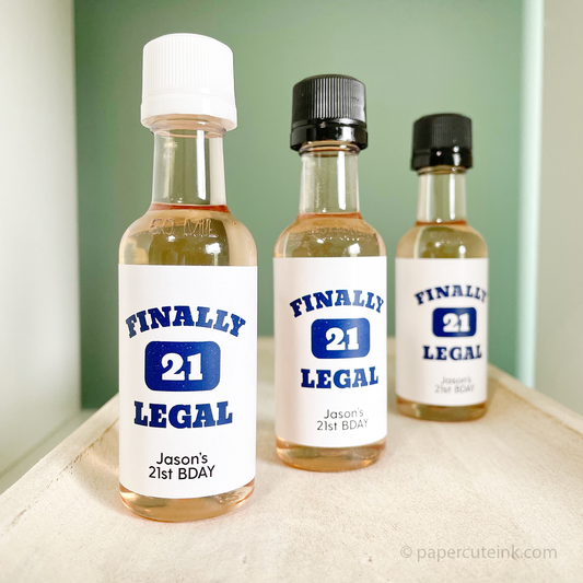 First Legal Drink 21st Birthday Party Mini Bottle Tags