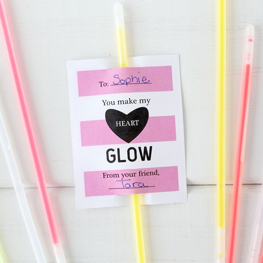 Glow Stick Valentine Printable Paper Cute Ink