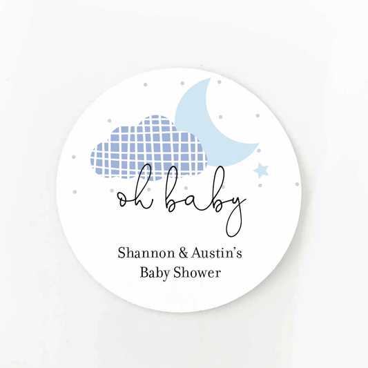 Blue Gingham Favor Label Its A Boy Stickers Baby Boy Shower