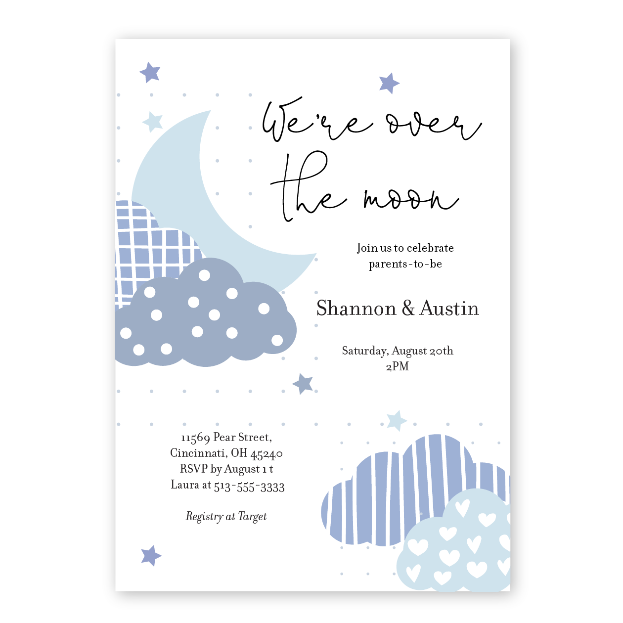 over the moon baby shower invitations