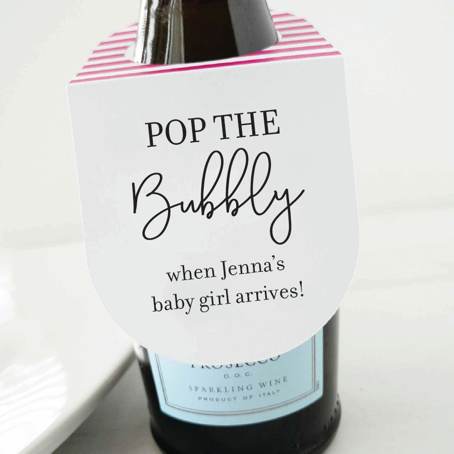 champagne baby shower favor tags