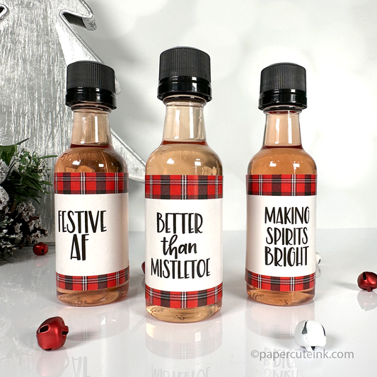 Mistletoe Making Spirits Bright Custom Christmas Mini Liquor Bottles +  Labels
