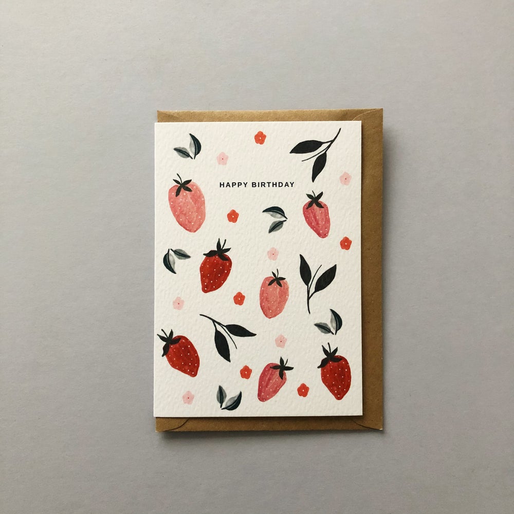 Strawberries Happy Birthday Greeting Card – Chloe Hall Illustration