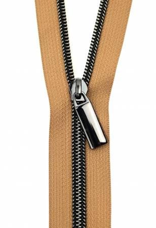 Sallie Tomato #5 Nylon Zipper Tape & Pulls - Beige with Gunmetal Coil