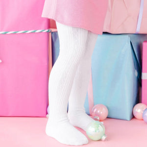 White Cable Knit Tights - Lex & Cleo