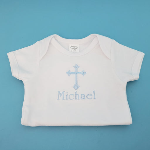 Baby Cami Bodysuit with Cross, Baptism Camisole Bodysuit - Baby Girl Cotton  Sleeveless Bodysuit - White Christening Onesie