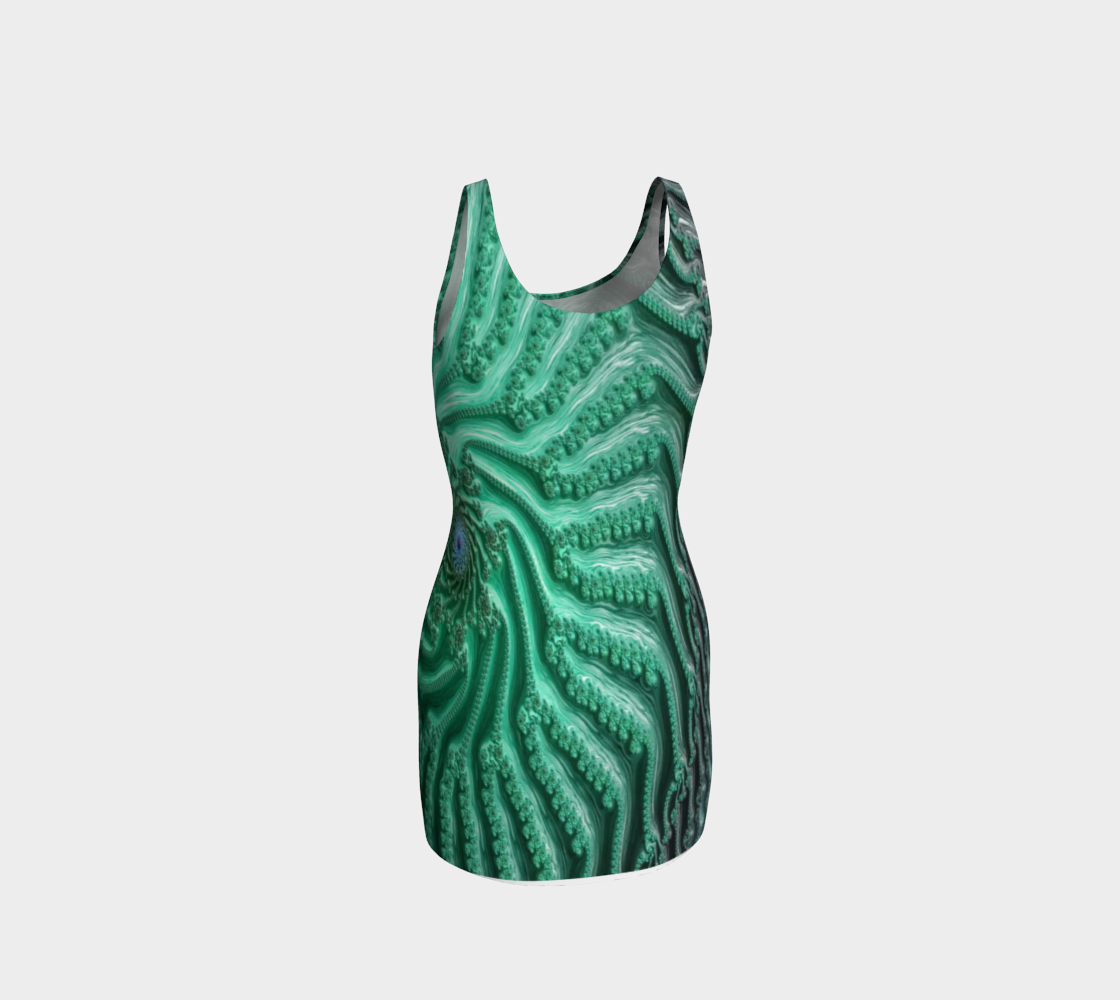 #fractalfads Aqua Spiral Hand Sewn EcoPoly Spandex Dress